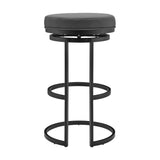 Vander 26" Gray Faux Leather and Black Metal Swivel Bar Stool