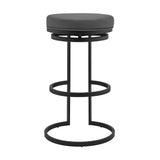 Vander 30" Gray Faux Leather and Black Metal Swivel Bar Stool