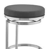Vander 30" Gray Faux Leather and Brushed Stainless Steel Swivel Bar Stool