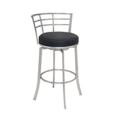 Viper 26" Counter Height Swivel Black Faux Leather and Brushed Stainless Steel Bar Stool