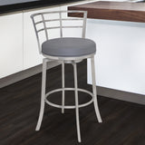 Viper 26" Counter Height Swivel Grey Faux Leather and Brushed Stainless Steel Bar Stool