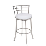 Viper 26" Counter Height Swivel White Faux Leather and Brushed Stainless Steel Bar Stool