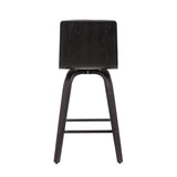 Vienna 30" Bar Height Swivel Grey Faux Leather and Black Wood Bar Stool