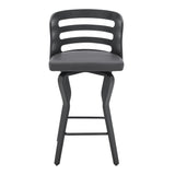 Verne 26" Swivel Gray Faux Leather and Black Wood Bar Stool