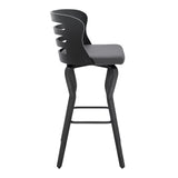 Verne 30" Swivel Gray Faux Leather and Black Wood Bar Stool