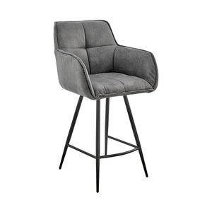 Verona 26" Counter Height Bar Stool in Charcoal Fabric and Black Finish