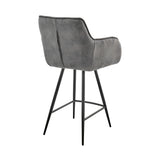 Verona 26" Counter Height Bar Stool in Charcoal Fabric and Black Finish