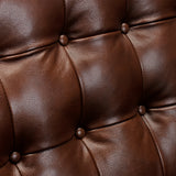 Wesley Chestnut Genuine Leather Power Footrest Tuxedo Arm Accent Chair