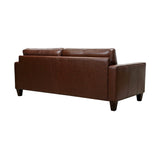 Wesley 81" Chestnut Genuine Leather Power Footrest Tuxedo Arm Sofa