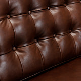 Wesley 81" Chestnut Genuine Leather Power Footrest Tuxedo Arm Sofa