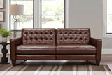 Wesley 81" Chestnut Genuine Leather Power Footrest Tuxedo Arm Sofa