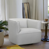 Whitney Swivel Dove Gray Genuine Leather Barrel Chair