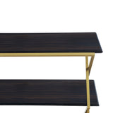 Westlake 3-Tier Dark Brown Console Table with Brushed Gold Legs