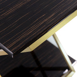 Westlake Dark Brown Veneer End Table with Brushed Gold Legs