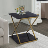 Westlake Dark Brown Veneer End Table with Brushed Gold Legs