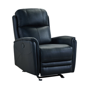 Wolfe Contemporary Recliner in Black Genuine Leather