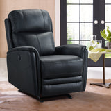 Wolfe Contemporary Recliner in Black Genuine Leather