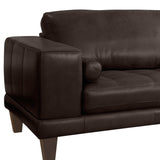 Wynne Contemporary Sofa in Genuine Espresso Leather with Brown Wood Legs