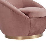 Yves Blush Velvet Swivel Accent Chair with Gold Base