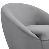 Yves Gray Velvet Swivel Accent Chair with Gold Base