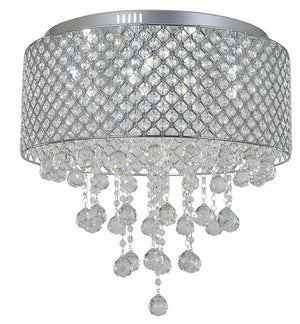 Bethel Chrome Flush Mount in Metal & Crystal