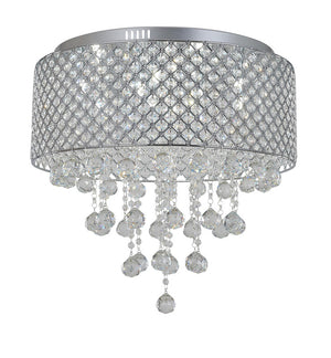 Bethel Chrome Flush Mount in Metal & Crystal