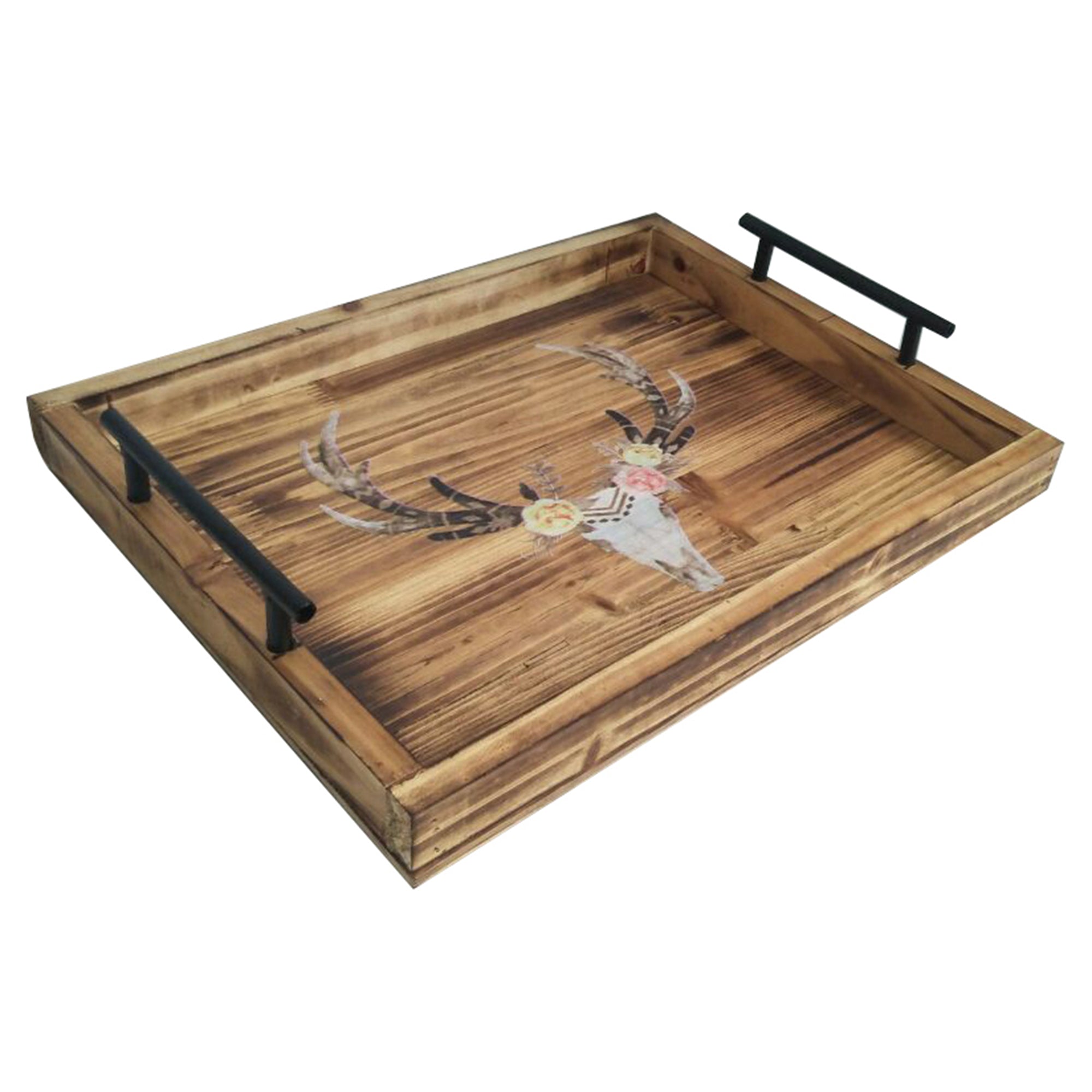 Desert Skull Flowers Decorative Tray