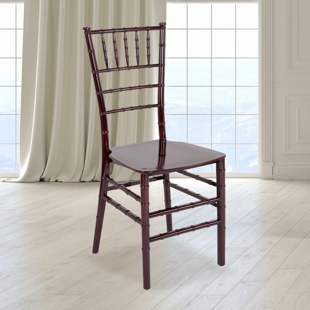 English Elm EE2093 Traditional Commercial Grade Flat Seat Resin Chiavari Chair Mahogany EEV-14885