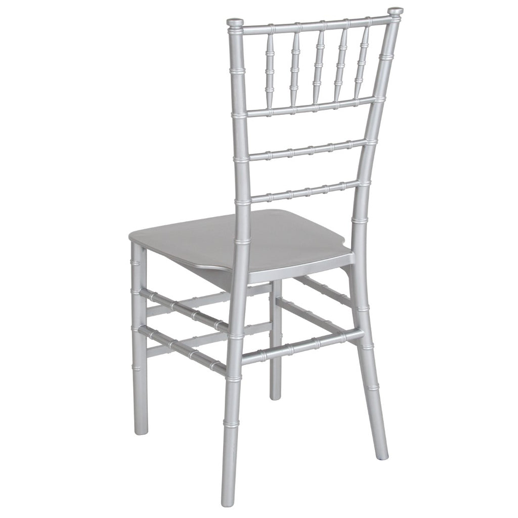 English Elm EE2093 Traditional Commercial Grade Flat Seat Resin Chiavari Chair Silver EEV-14887