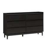 Walker Edison Lee Mid-century Modern/ 55.1" Solid Wood 6-Drawer Chest with Gallery LEEBDBL