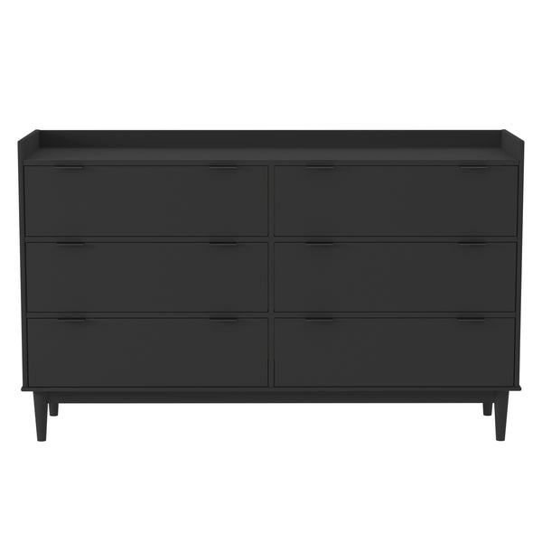 Walker Edison Lee Mid-century Modern/ 55.1" Solid Wood 6-Drawer Chest with Gallery LEEBDBL