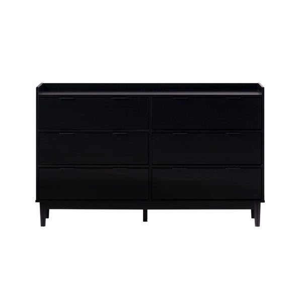 Walker Edison Lee Mid-century Modern/ 55.1" Solid Wood 6-Drawer Chest with Gallery LEEBDBL