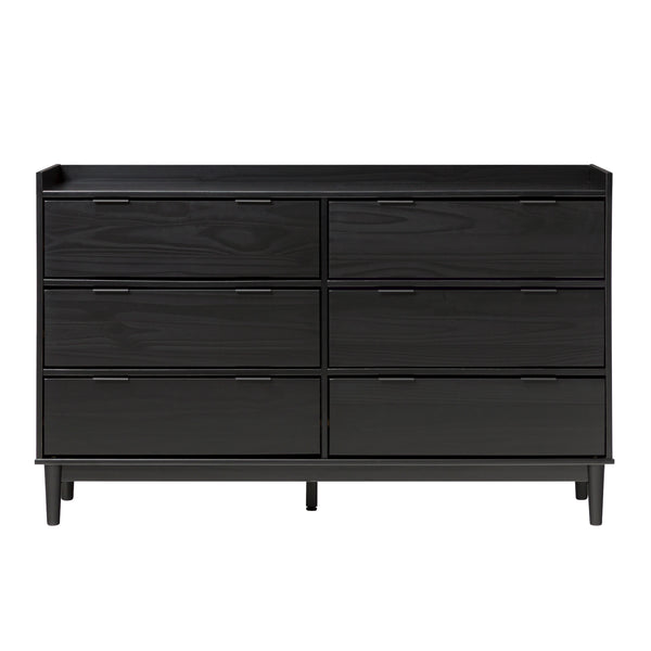 Walker Edison Lee Mid-century Modern/ 55.1" Solid Wood 6-Drawer Chest with Gallery LEEBDBL