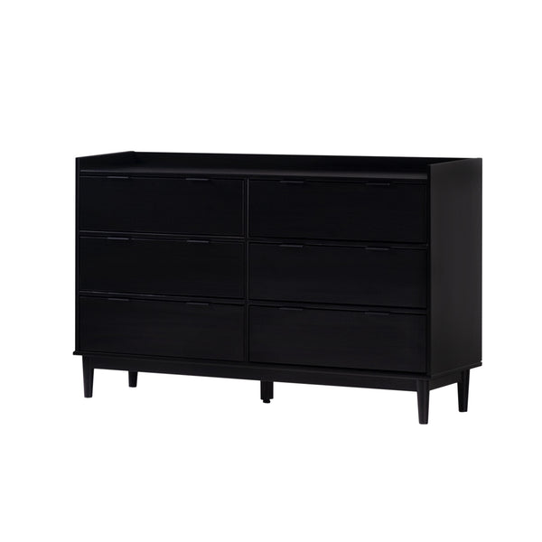 Walker Edison Lee Mid-century Modern/ 55.1" Solid Wood 6-Drawer Chest with Gallery LEEBDBL
