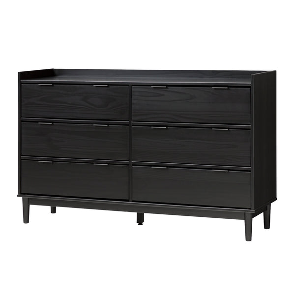 Walker Edison Lee Mid-century Modern/ 55.1" Solid Wood 6-Drawer Chest with Gallery LEEBDBL