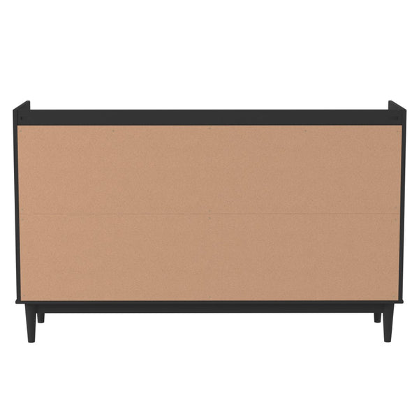 Walker Edison Lee Mid-century Modern/ 55.1" Solid Wood 6-Drawer Chest with Gallery LEEBDBL