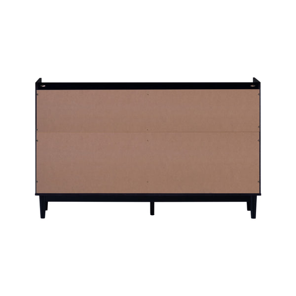 Walker Edison Lee Mid-century Modern/ 55.1" Solid Wood 6-Drawer Chest with Gallery LEEBDBL