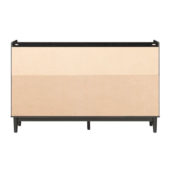 Walker Edison Lee Mid-century Modern/ 55.1" Solid Wood 6-Drawer Chest with Gallery LEEBDBL