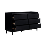 Walker Edison Lee Mid-century Modern/ 55.1" Solid Wood 6-Drawer Chest with Gallery LEEBDBL