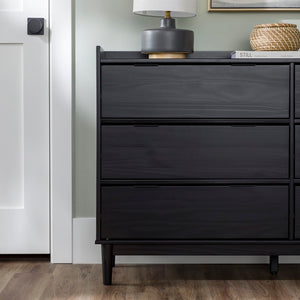 Walker Edison Lee Mid-century Modern/ 55.1" Solid Wood 6-Drawer Chest with Gallery LEEBDBL