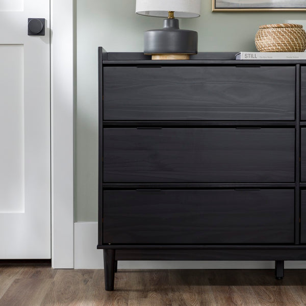 Walker Edison Lee Mid-century Modern/ 55.1" Solid Wood 6-Drawer Chest with Gallery LEEBDBL