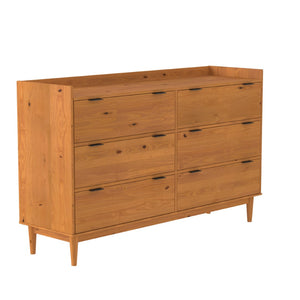 Walker Edison Lee Mid-century Modern/ 55.1" Solid Wood 6-Drawer Chest with Gallery LEEBDCA