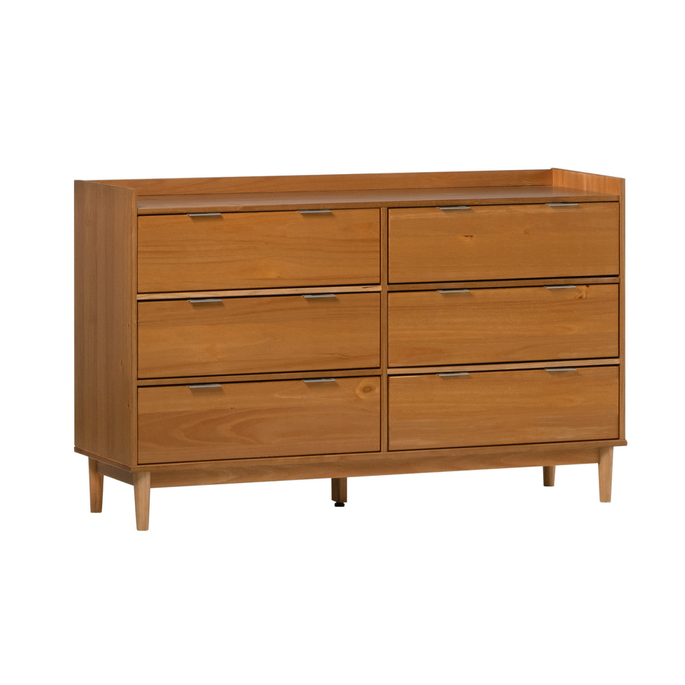 Walker Edison Lee Mid-century Modern/ 55.1" Solid Wood 6-Drawer Chest with Gallery LEEBDCA