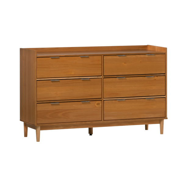 Walker Edison Lee Mid-century Modern/ 55.1" Solid Wood 6-Drawer Chest with Gallery LEEBDCA