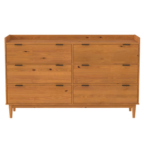 Walker Edison Lee Mid-century Modern/ 55.1" Solid Wood 6-Drawer Chest with Gallery LEEBDCA