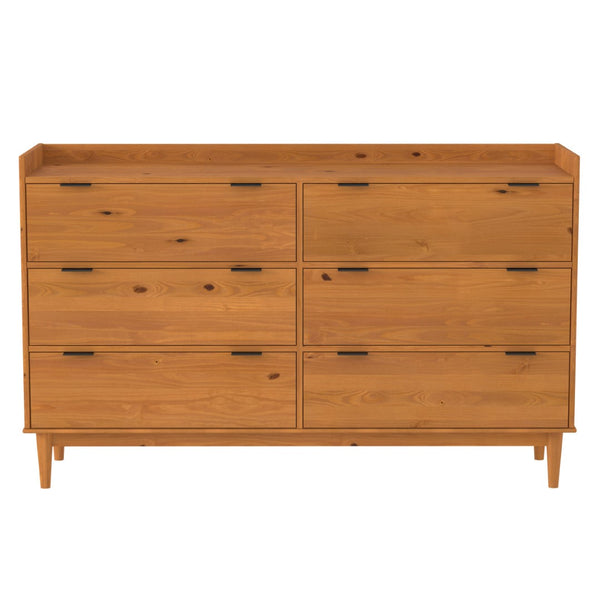 Walker Edison Lee Mid-century Modern/ 55.1" Solid Wood 6-Drawer Chest with Gallery LEEBDCA
