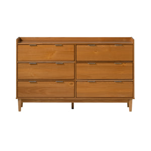 Walker Edison Lee Mid-century Modern/ 55.1" Solid Wood 6-Drawer Chest with Gallery LEEBDCA