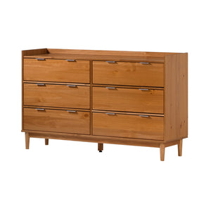 Walker Edison Lee Mid-century Modern/ 55.1" Solid Wood 6-Drawer Chest with Gallery LEEBDCA
