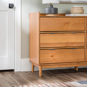 Walker Edison Lee Mid-century Modern/ 55.1" Solid Wood 6-Drawer Chest with Gallery LEEBDCA