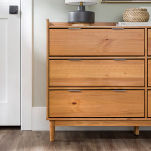 Walker Edison Lee Mid-century Modern/ 55.1" Solid Wood 6-Drawer Chest with Gallery LEEBDCA